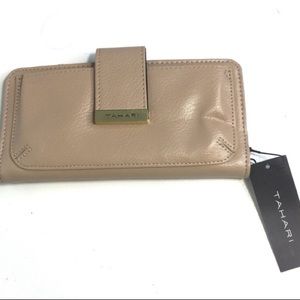 Tahari brown small clutch wallet